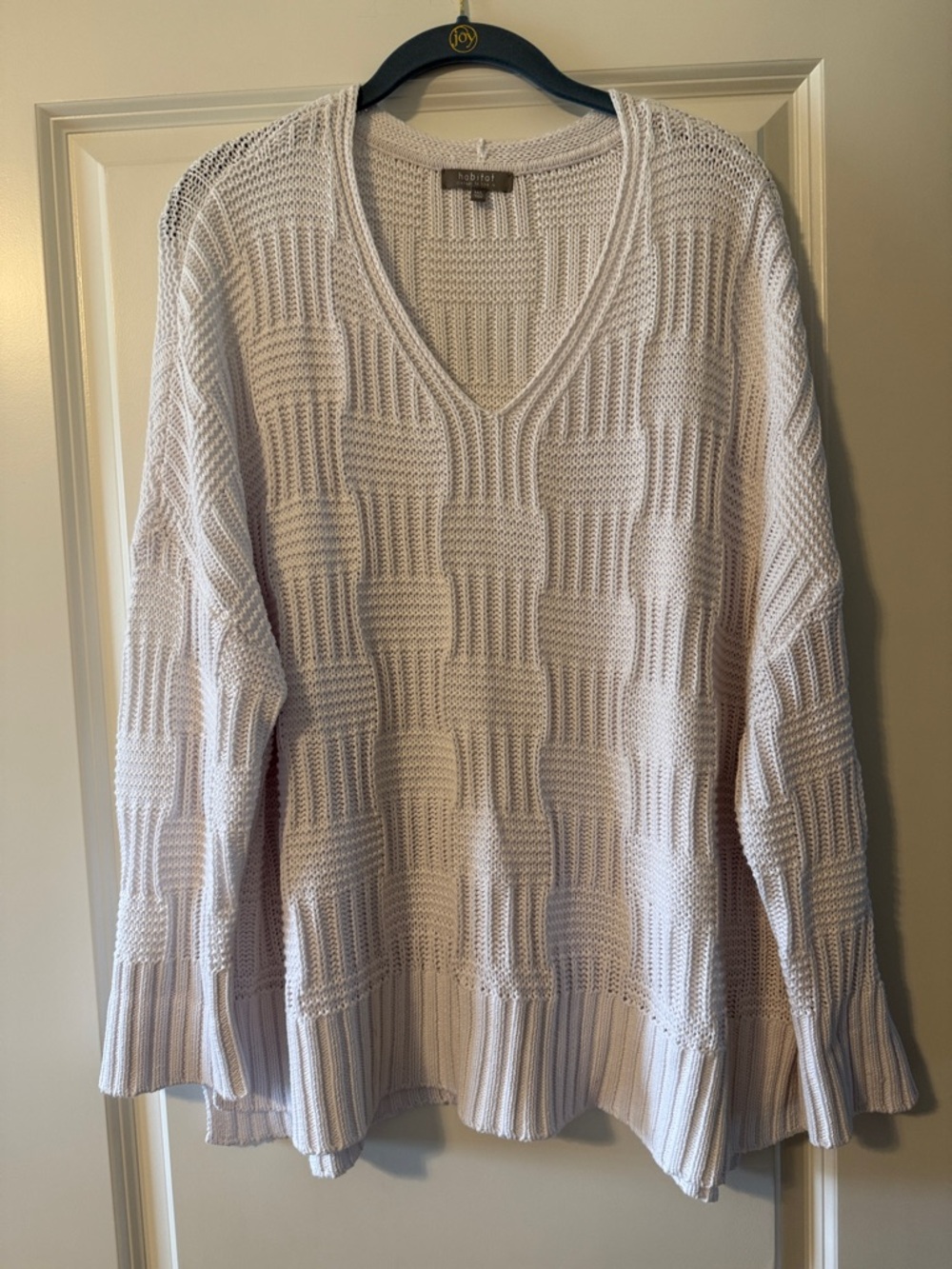 Habitat white V-Neck Textured Knit Sweater